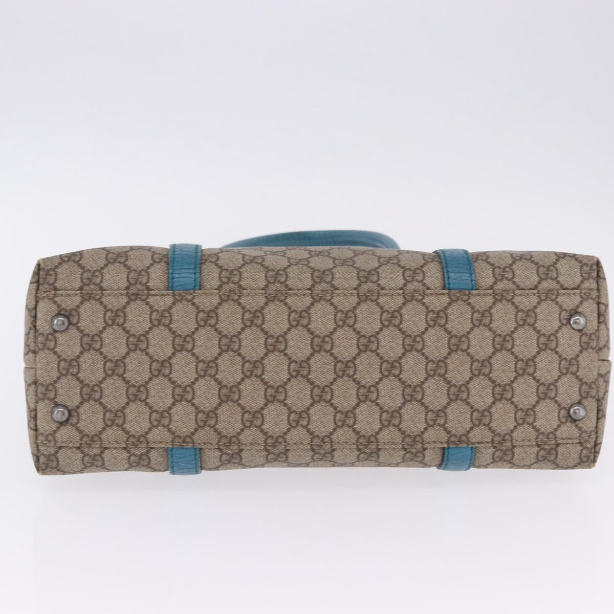 GUCCI GG Supreme Tote Bag PVC Beige Blue 114595 Auth 201138