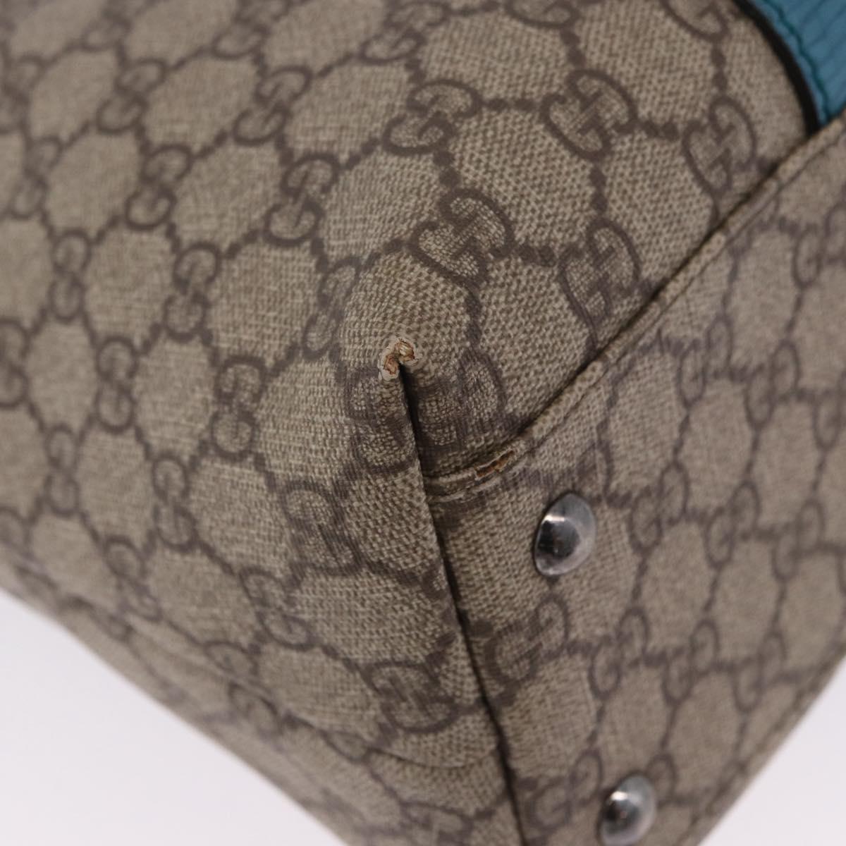 GUCCI GG Supreme Tote Bag PVC Beige Blue 114595 Auth 201138