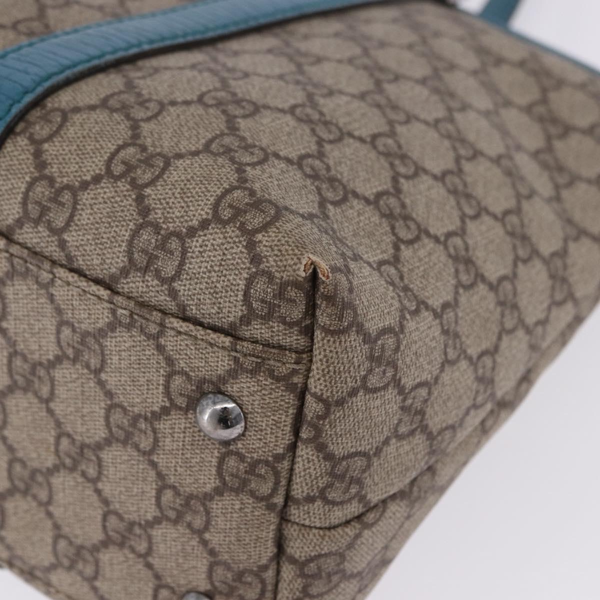 GUCCI GG Supreme Tote Bag PVC Beige Blue 114595 Auth 201138