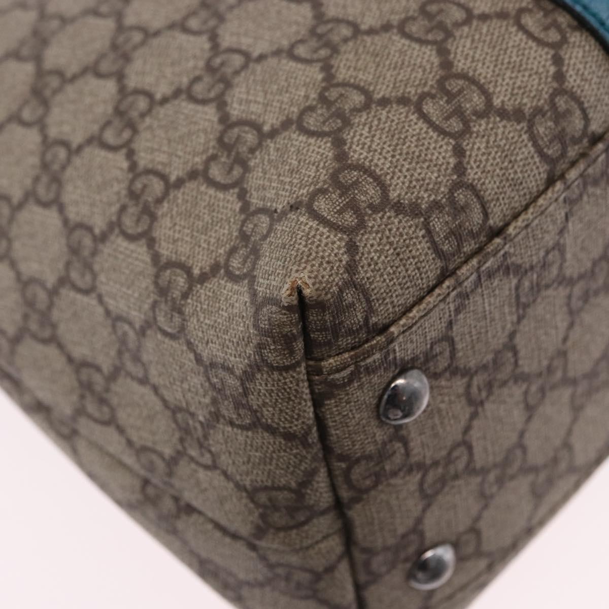 GUCCI GG Supreme Tote Bag PVC Beige Blue 114595 Auth 201138