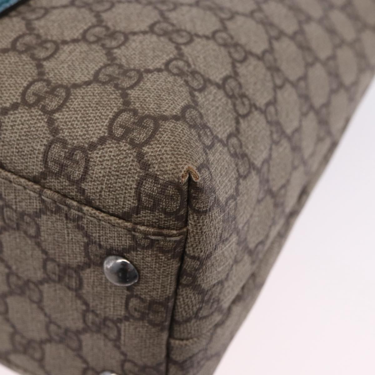 GUCCI GG Supreme Tote Bag PVC Beige Blue 114595 Auth 201138