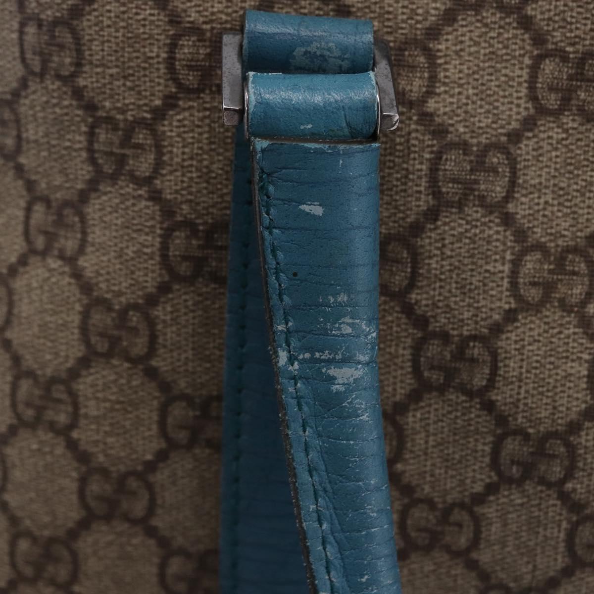 GUCCI GG Supreme Tote Bag PVC Beige Blue 114595 Auth 201138