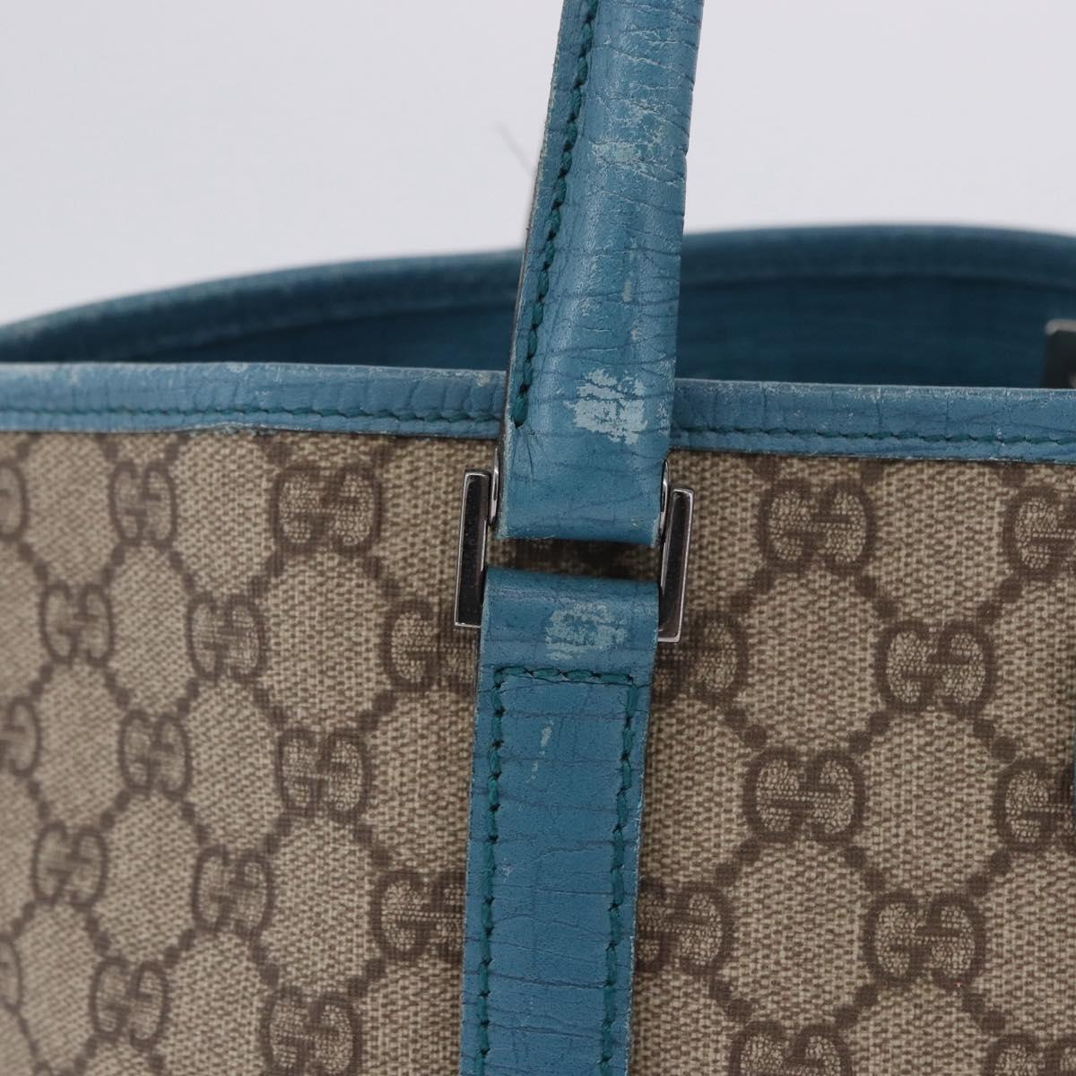 GUCCI GG Supreme Tote Bag PVC Beige Blue 114595 Auth 201138
