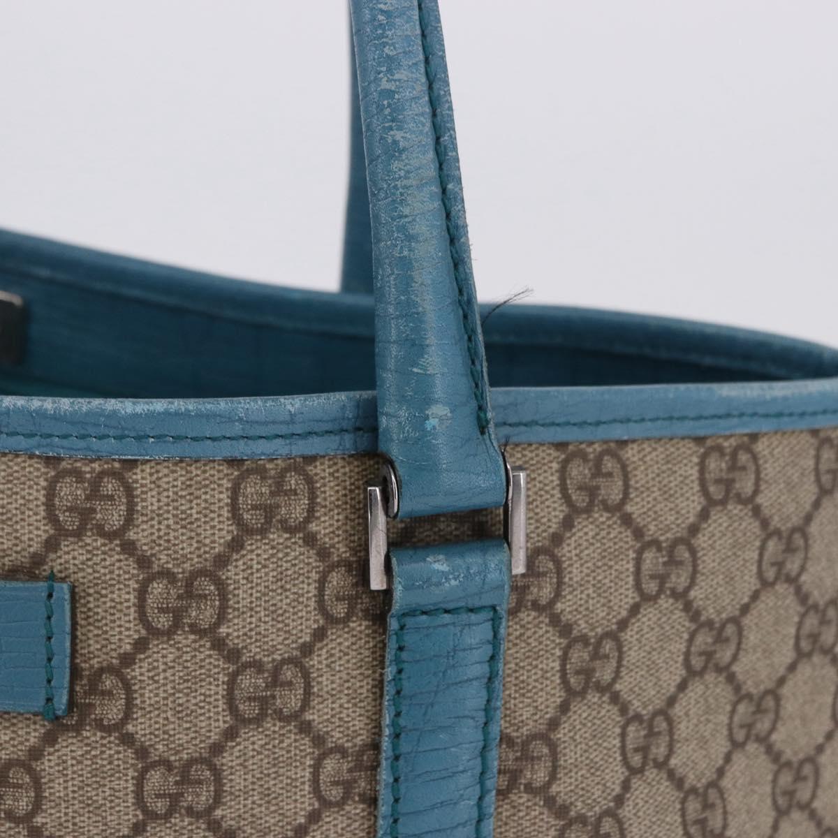 GUCCI GG Supreme Tote Bag PVC Beige Blue 114595 Auth 201138