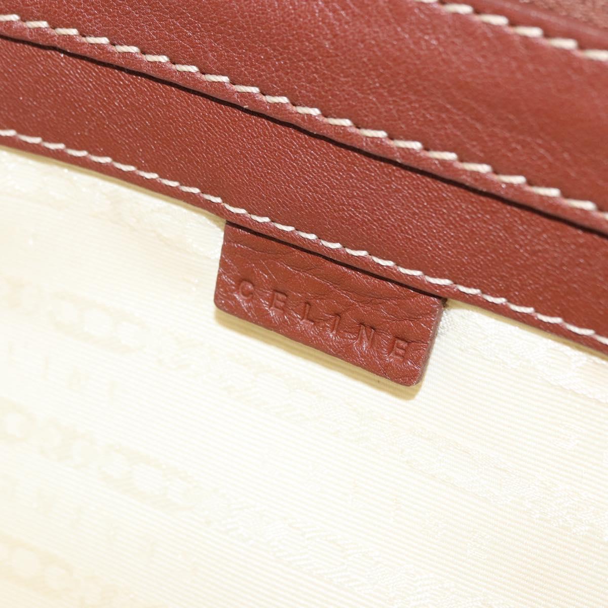 CELINE Hand Bag Canvas Beige Gold Tone Auth 201139A