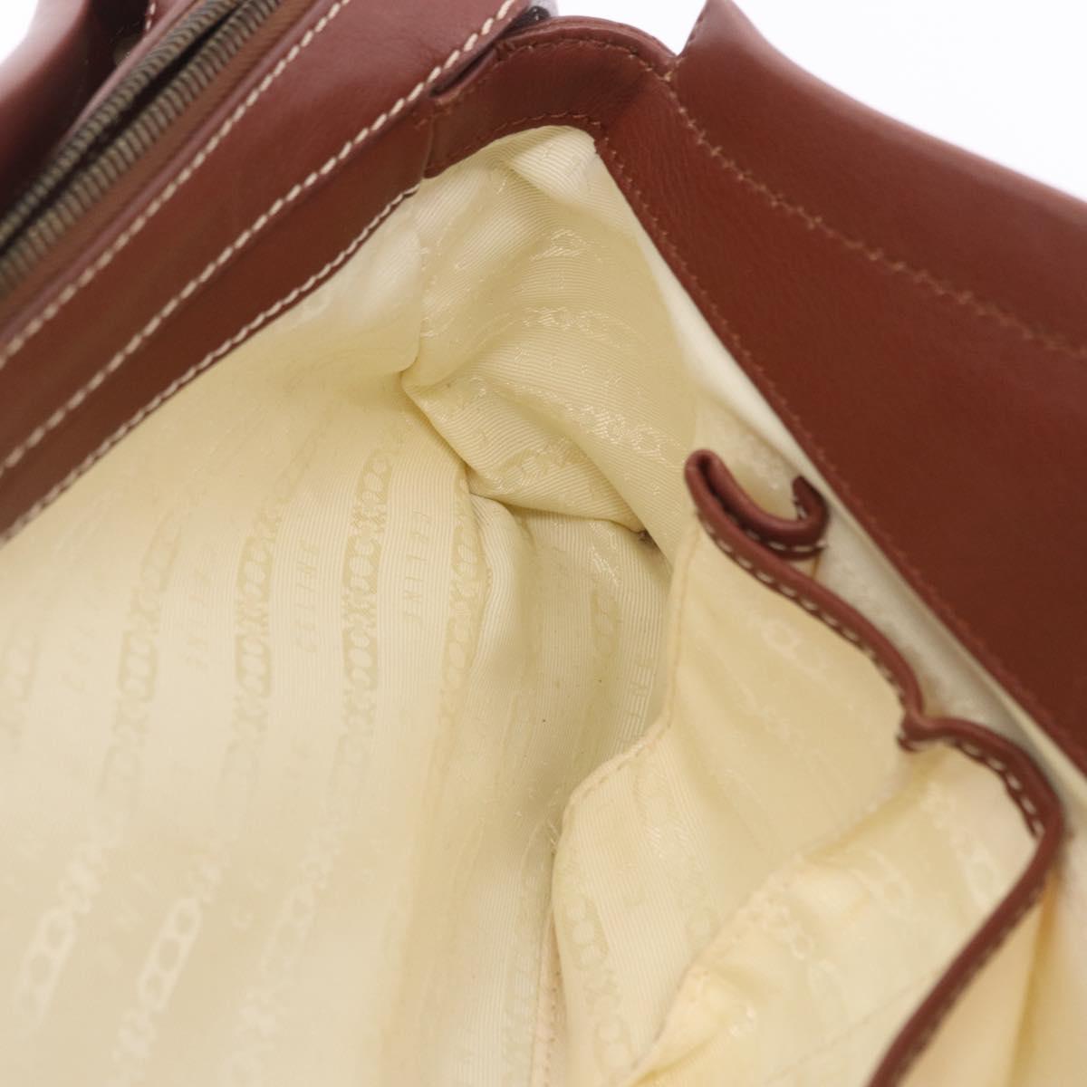CELINE Hand Bag Canvas Beige Gold Tone Auth 201139A