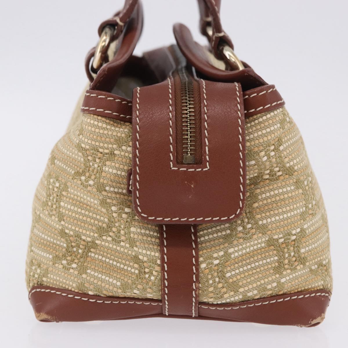 CELINE Hand Bag Canvas Beige Gold Tone Auth 201139A