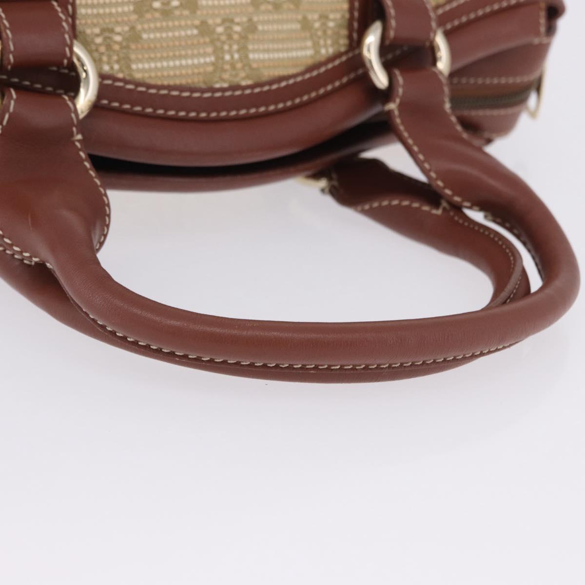 CELINE Hand Bag Canvas Beige Gold Tone Auth 201139A