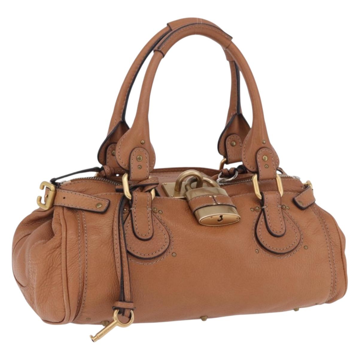 Chloe Paddington Hand Bag Leather Brown Gold Silver Auth 201140V
