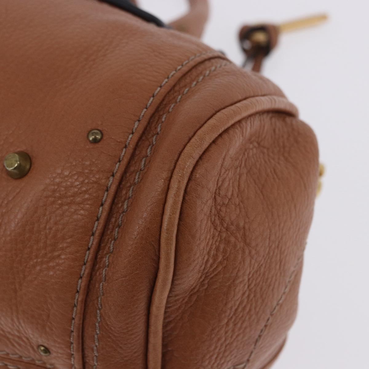 Chloe Paddington Hand Bag Leather Brown Gold Silver Auth 201140V