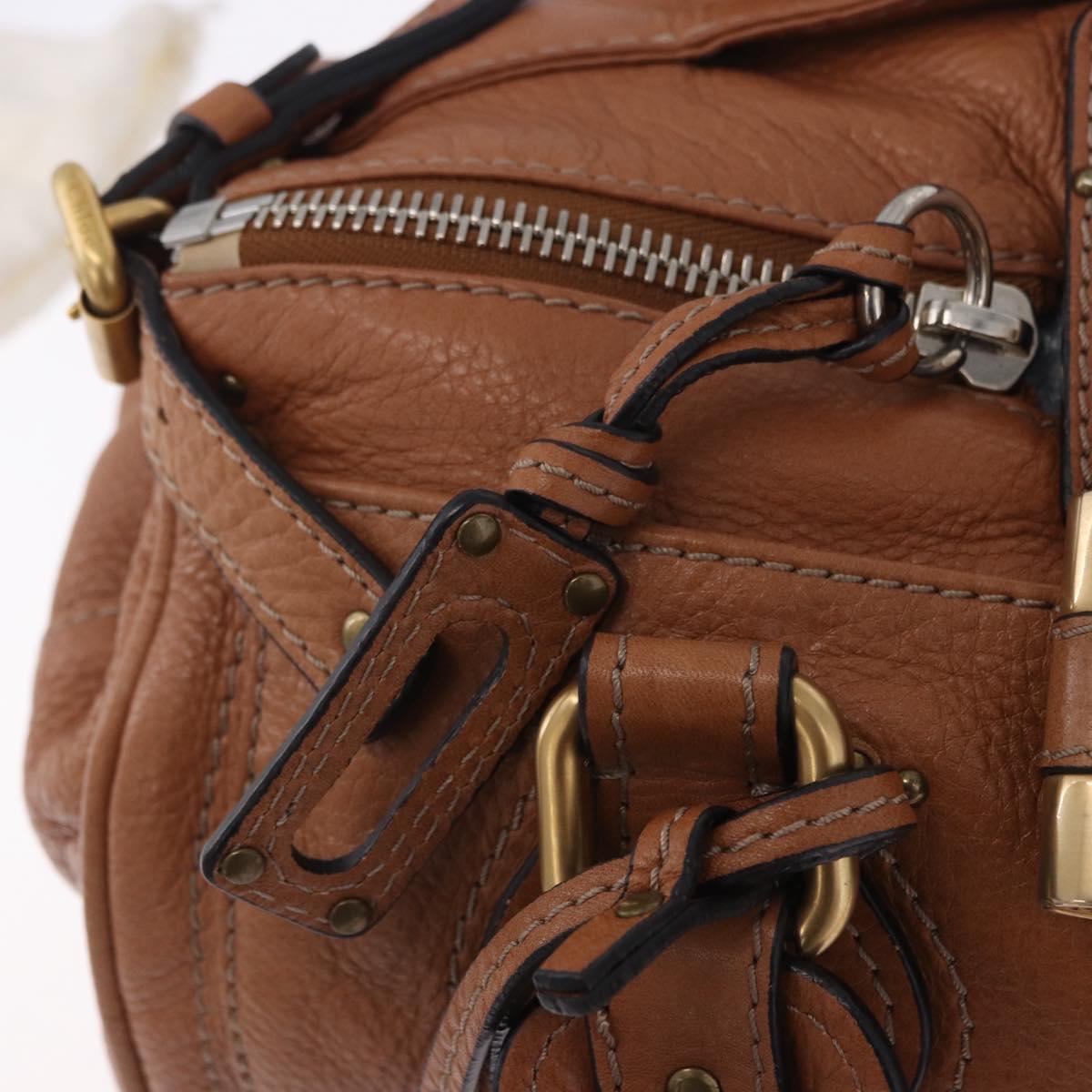 Chloe Paddington Hand Bag Leather Brown Gold Silver Auth 201140V