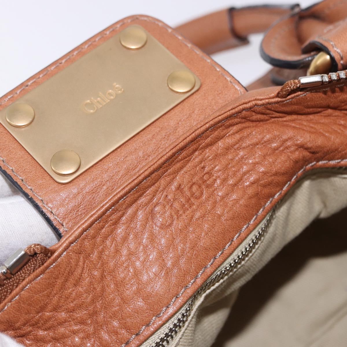 Chloe Paddington Hand Bag Leather Brown Gold Silver Auth 201140V
