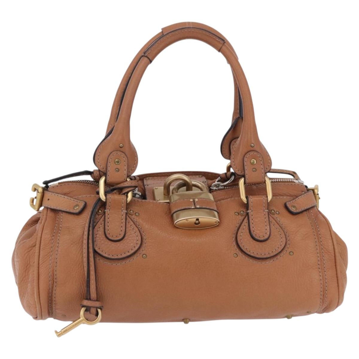Chloe Paddington Hand Bag Leather Brown Gold Silver Auth 201140V