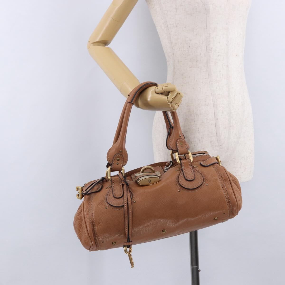 Chloe Paddington Hand Bag Leather Brown Gold Silver Auth 201140V