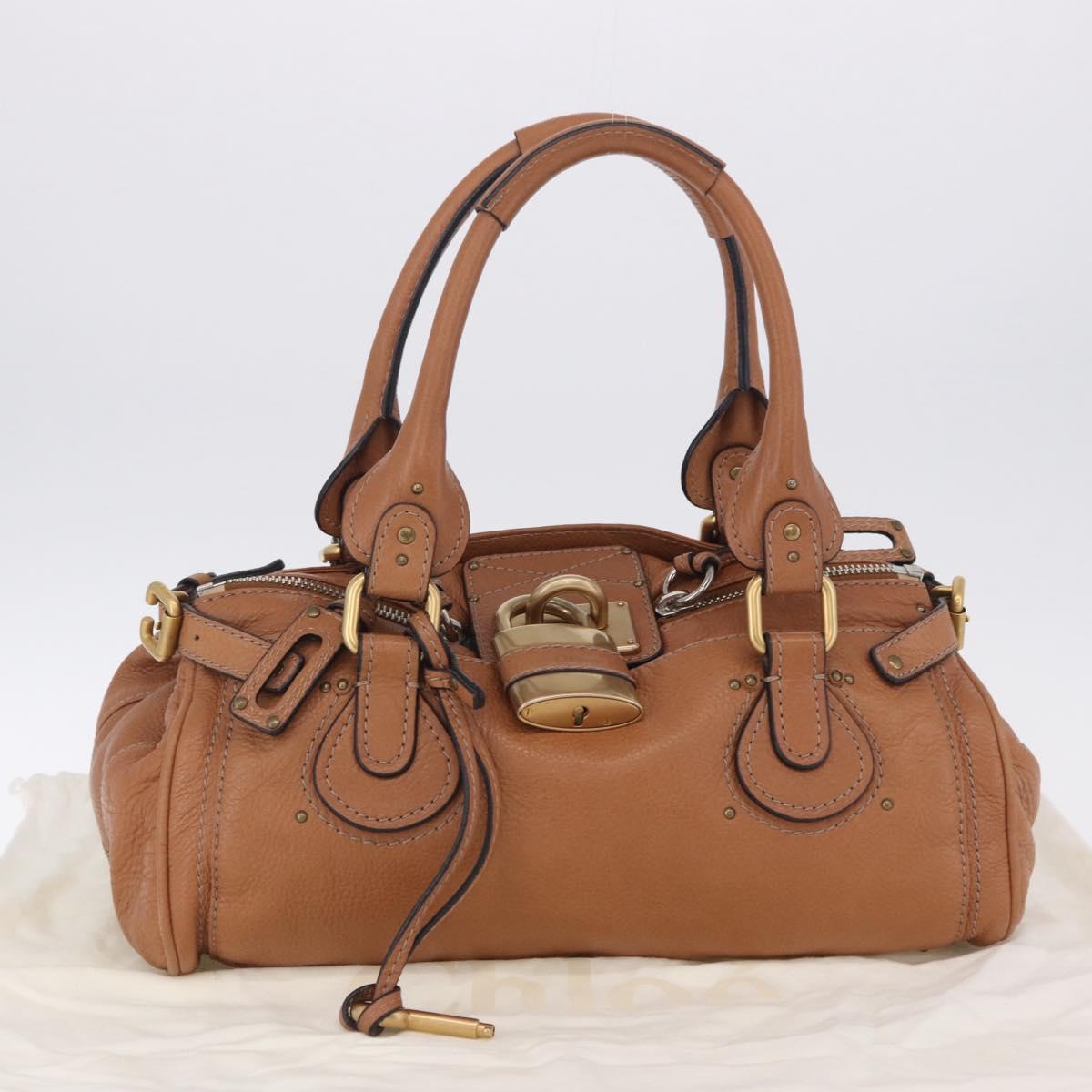 Chloe Paddington Hand Bag Leather Brown Gold Silver Auth 201140V