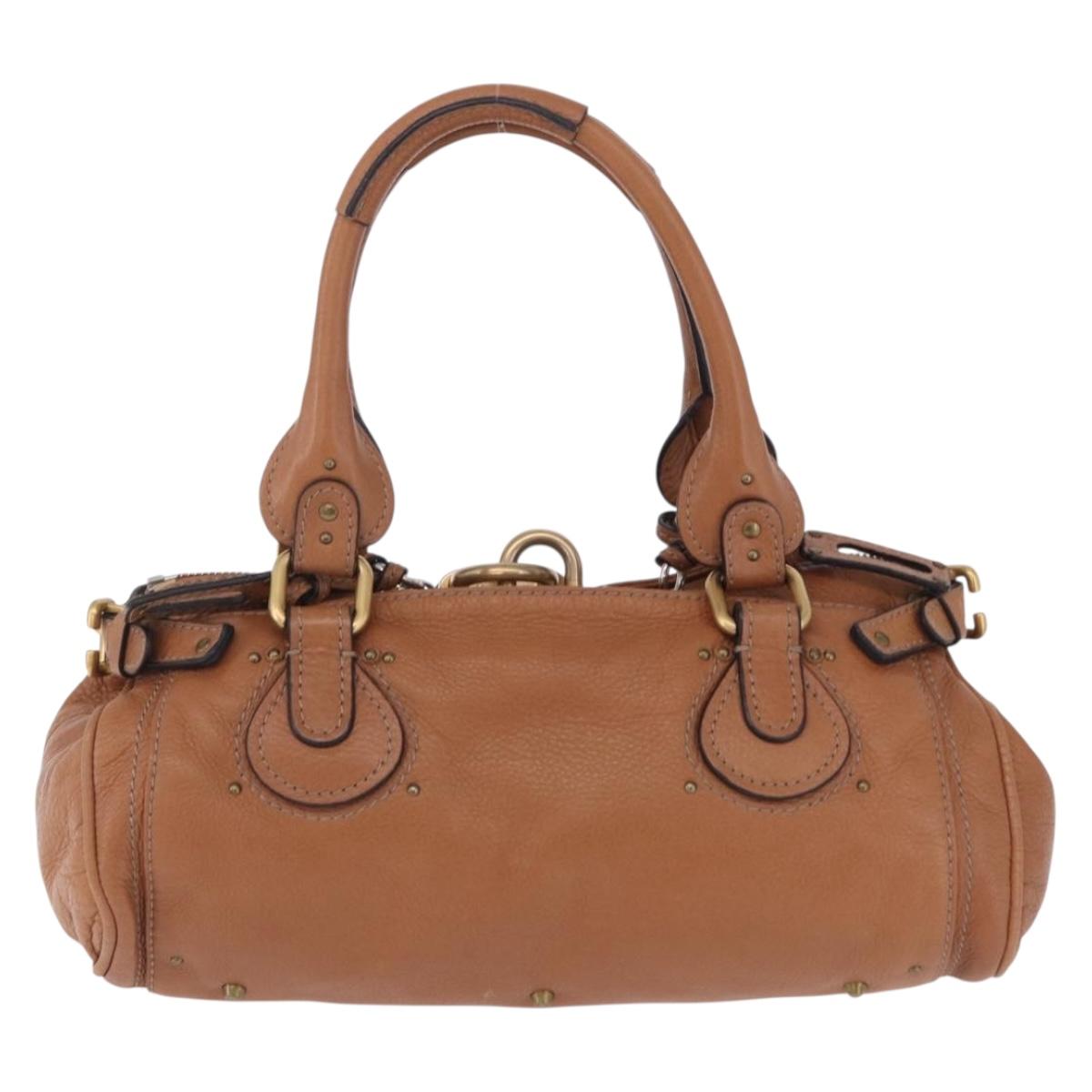 Chloe Paddington Hand Bag Leather Brown Gold Silver Auth 201140V