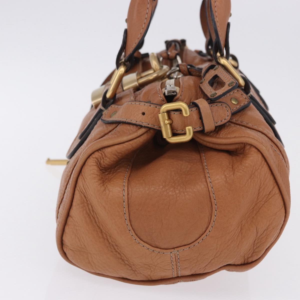 Chloe Paddington Hand Bag Leather Brown Gold Silver Auth 201140V