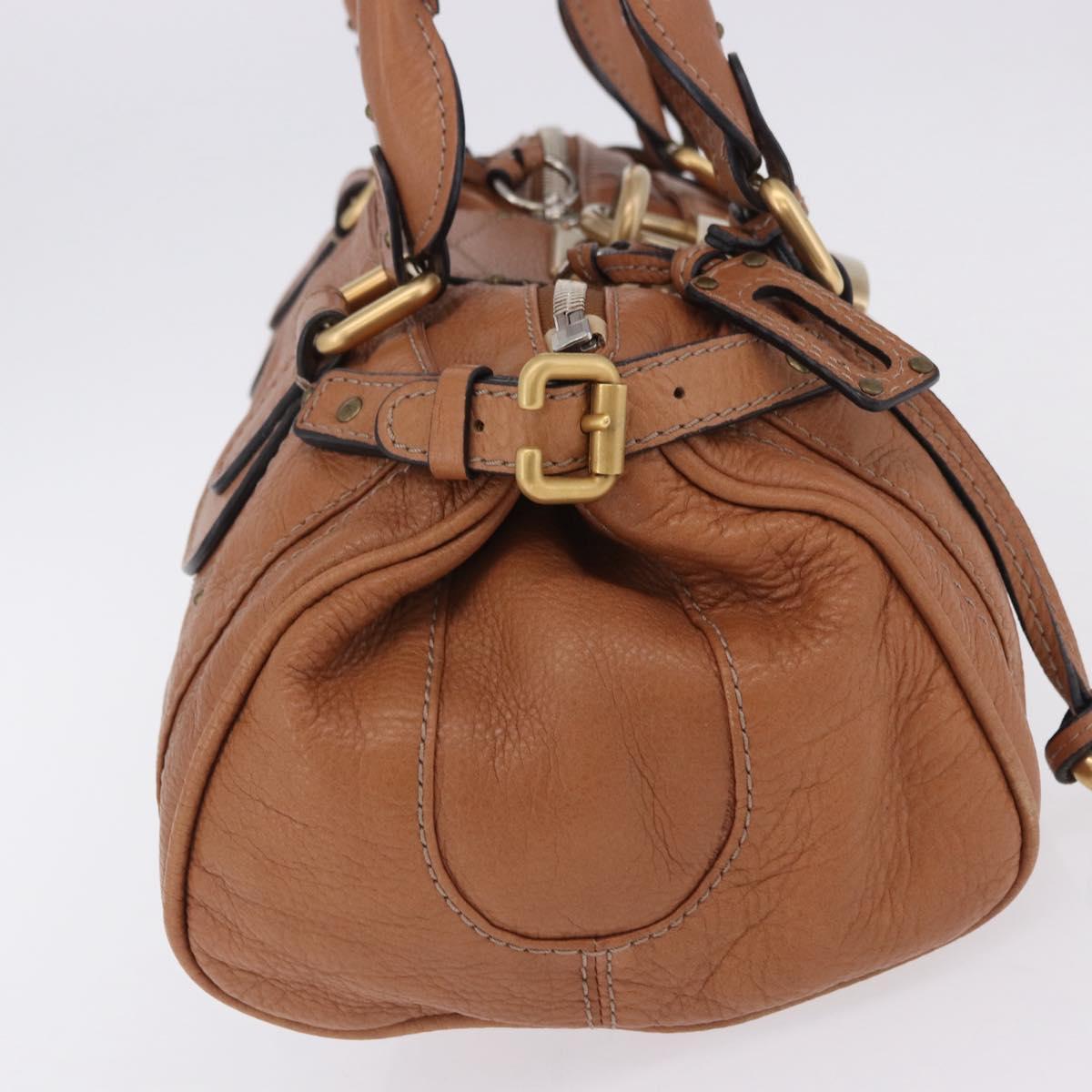 Chloe Paddington Hand Bag Leather Brown Gold Silver Auth 201140V