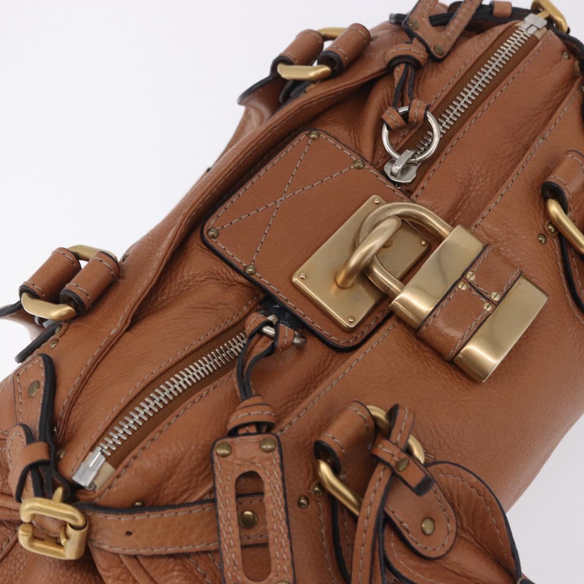 Chloe Paddington Hand Bag Leather Brown Gold Silver Auth 201140V