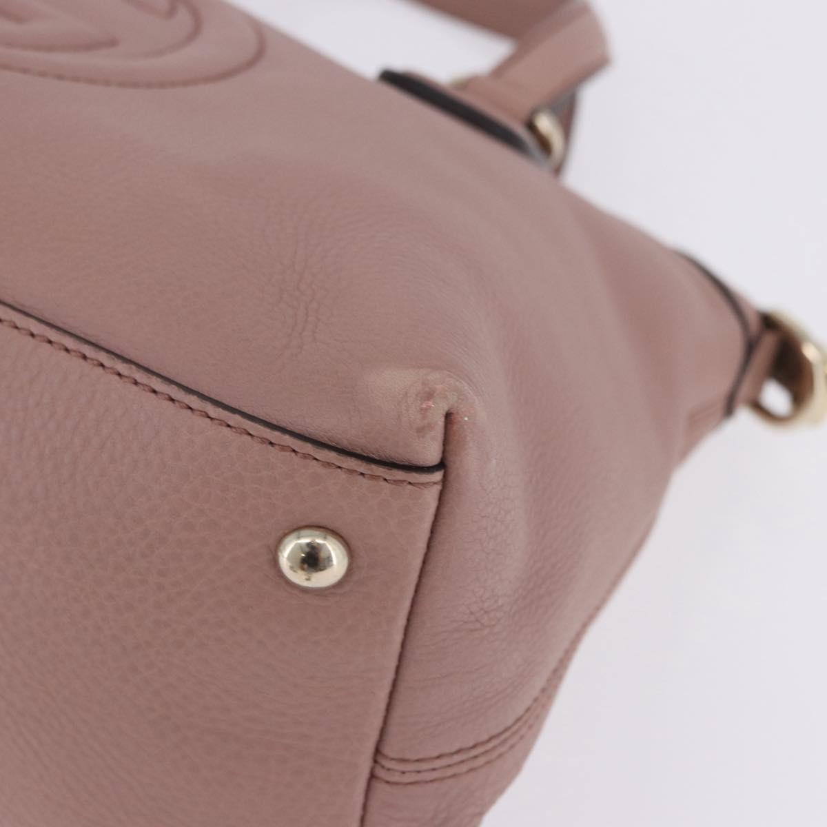 GUCCI Soho Hand Bag Leather Pink Gold Tone 308362 Auth 201141A