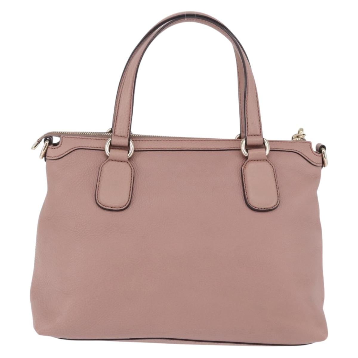 GUCCI Soho Hand Bag Leather Pink Gold Tone 308362 Auth 201141A