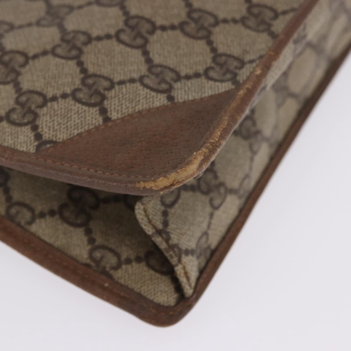 GUCCI GG Supreme Clutch Bag PVC Beige Gold Tone 89 01 029 Auth 201147