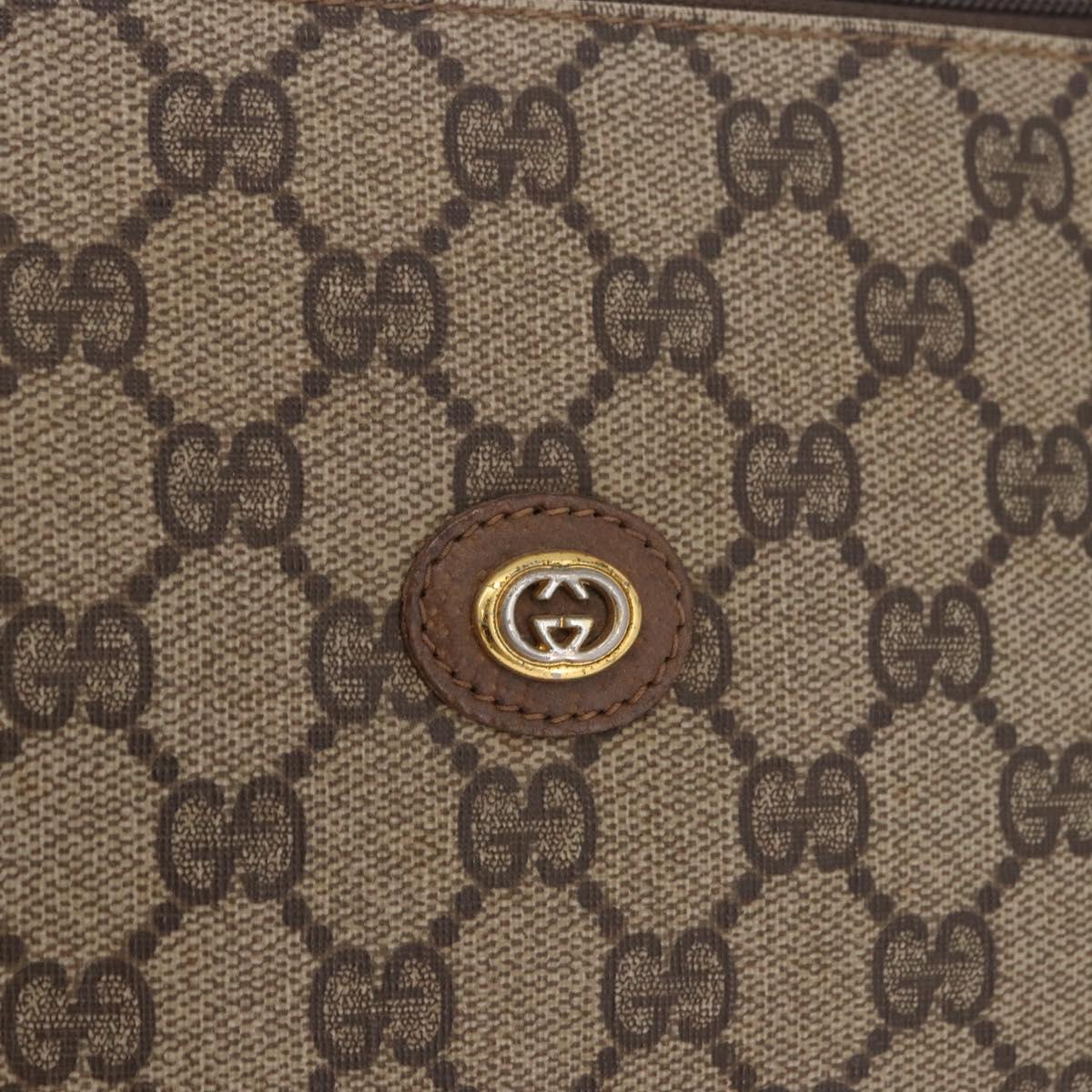 GUCCI GG Supreme Clutch Bag PVC Beige Gold Tone 89 01 029 Auth 201147