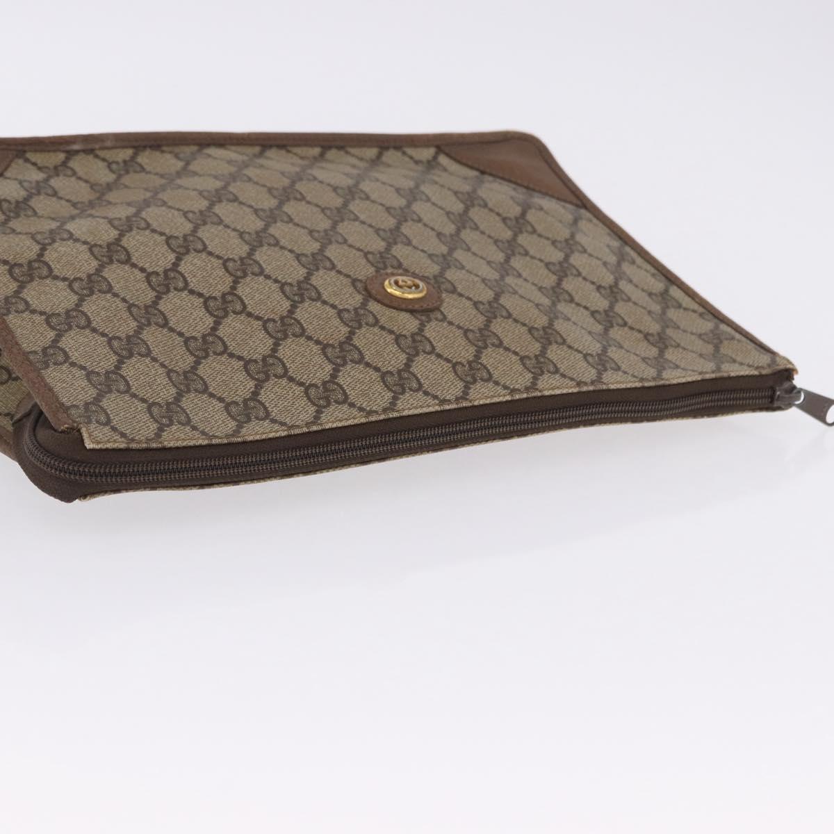 GUCCI GG Supreme Clutch Bag PVC Beige Gold Tone 89 01 029 Auth 201147