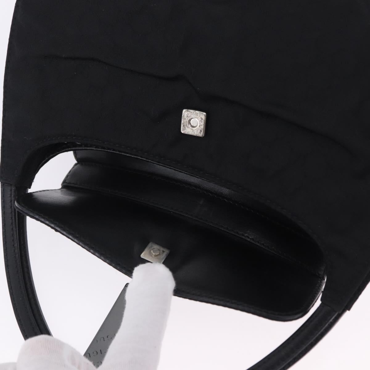 GUCCI GG Canvas Hand Bag Black Silver 005 0851 Auth 201149