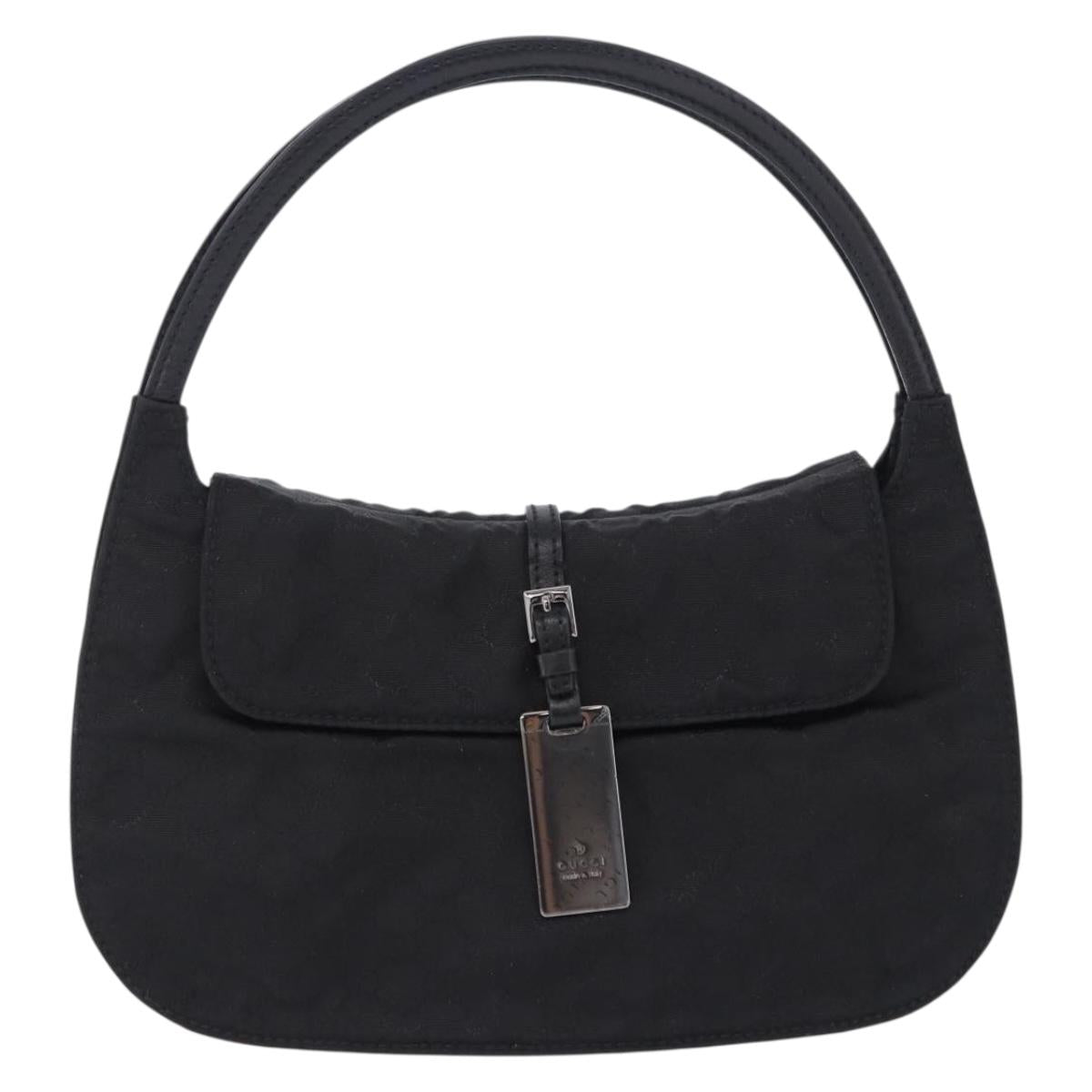 GUCCI GG Canvas Hand Bag Black Silver 005 0851 Auth 201149