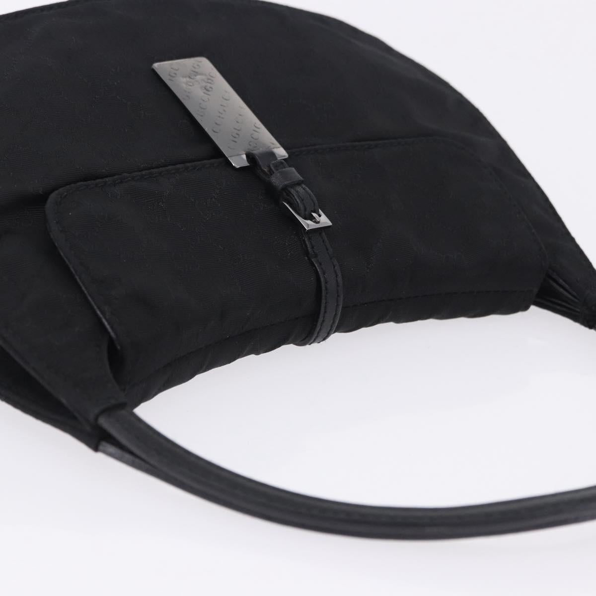 GUCCI GG Canvas Hand Bag Black Silver 005 0851 Auth 201149