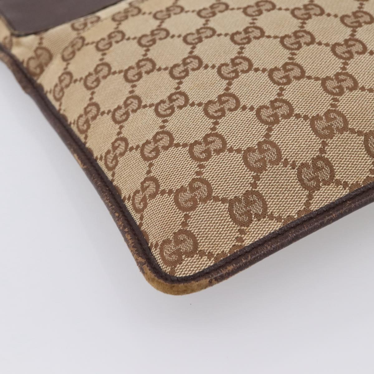 GUCCI GG Canvas Shoulder Bag Beige Silver 27639 Auth 201150