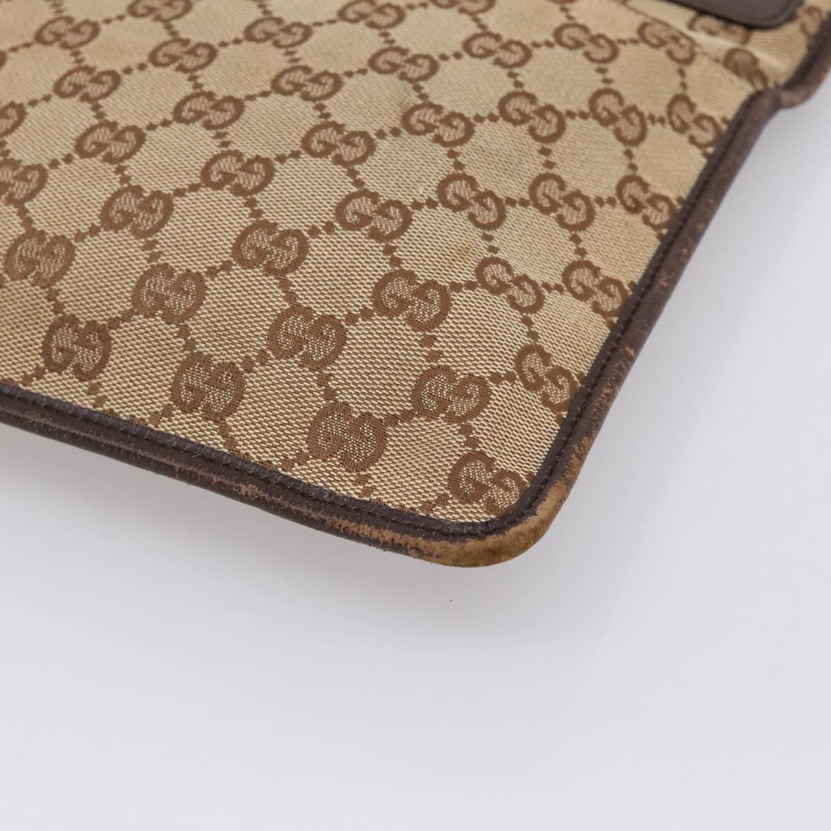 GUCCI GG Canvas Shoulder Bag Beige Silver 27639 Auth 201150