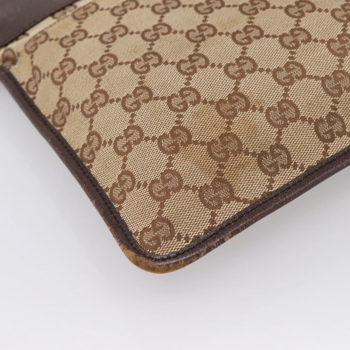 GUCCI GG Canvas Shoulder Bag Beige Silver 27639 Auth 201150