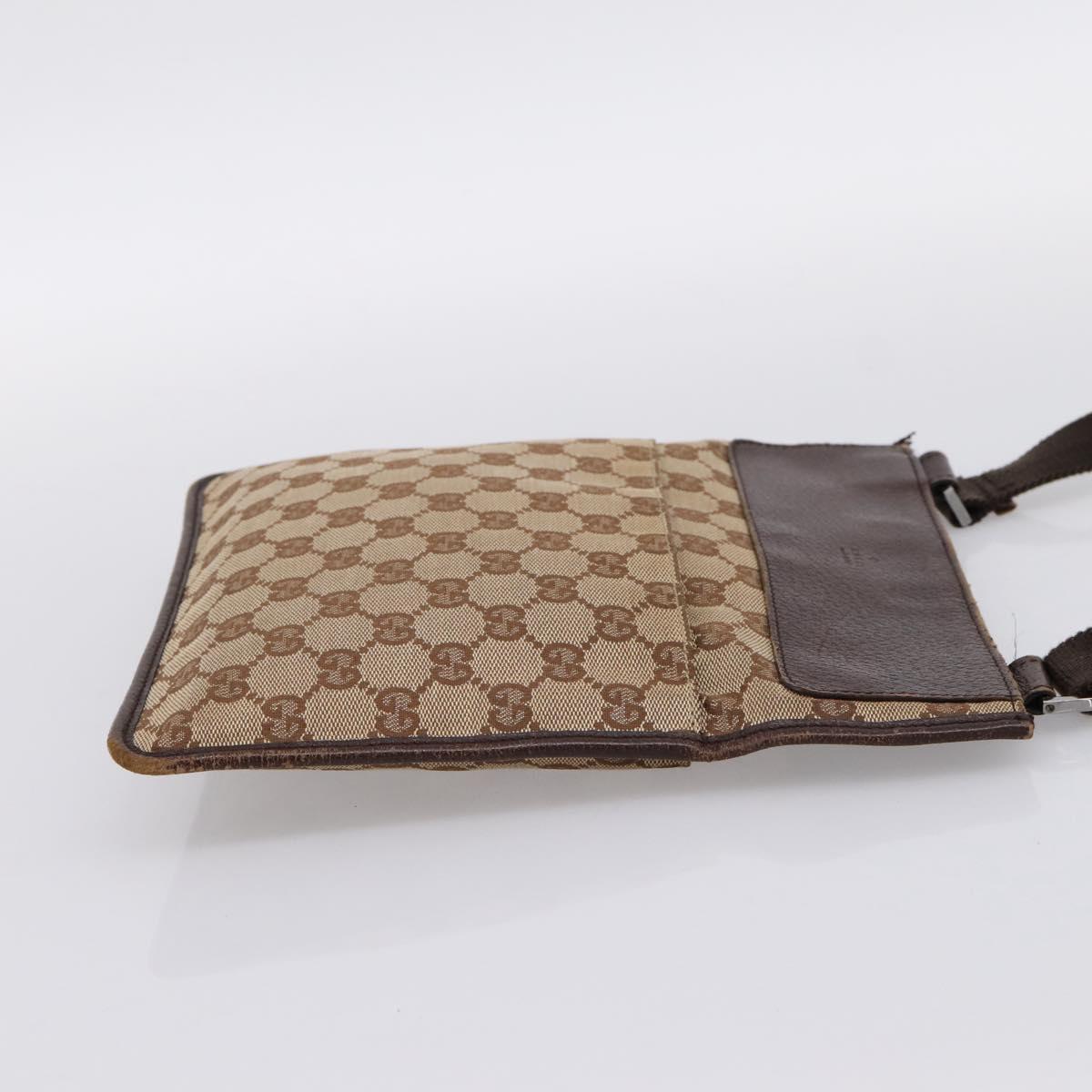GUCCI GG Canvas Shoulder Bag Beige Silver 27639 Auth 201150