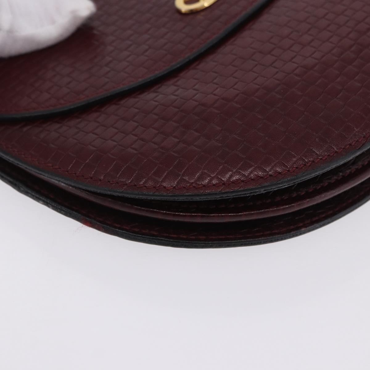 CELINE Shoulder Bag Leather Bordeaux Gold Tone Auth 201151A