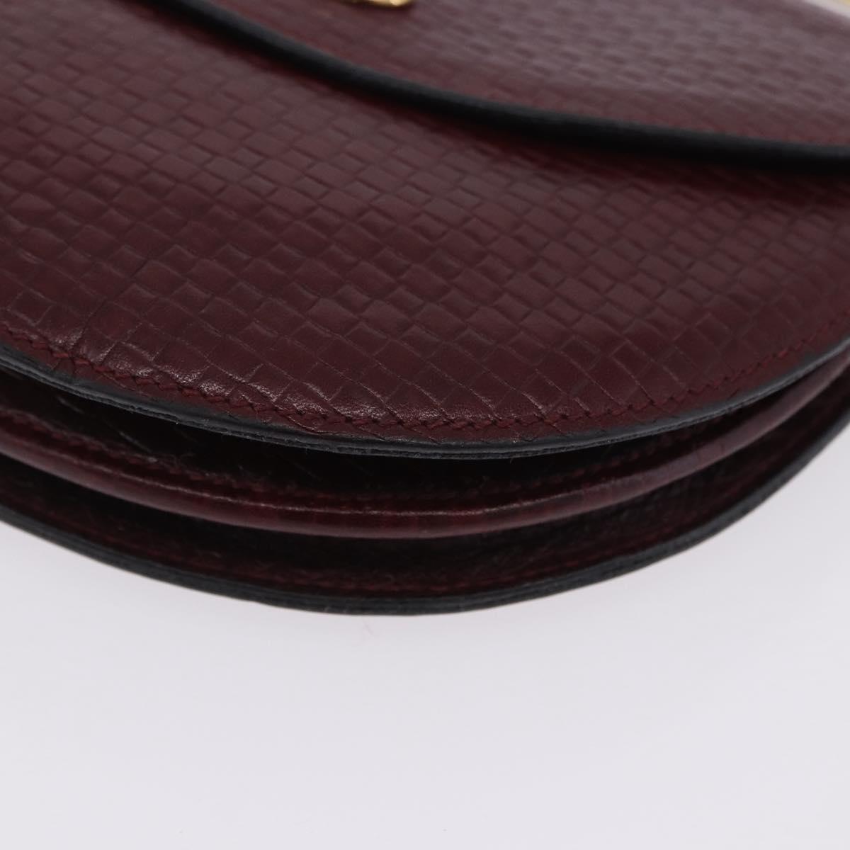 CELINE Shoulder Bag Leather Bordeaux Gold Tone Auth 201151A