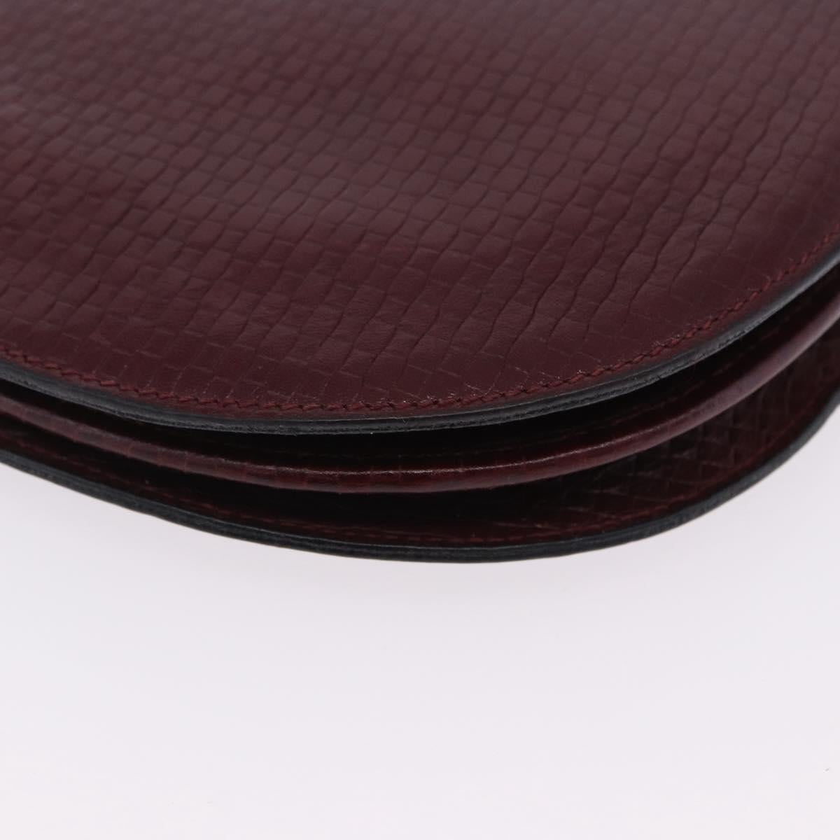 CELINE Shoulder Bag Leather Bordeaux Gold Tone Auth 201151A