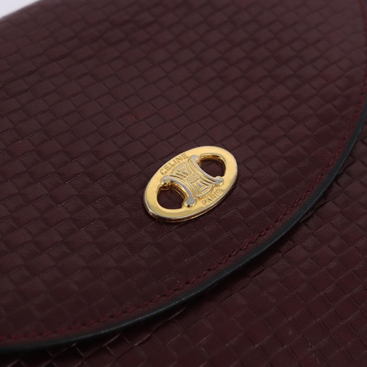 CELINE Shoulder Bag Leather Bordeaux Gold Tone Auth 201151A