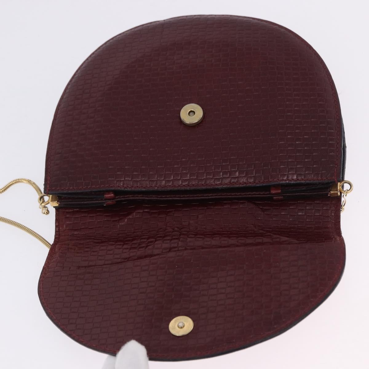 CELINE Shoulder Bag Leather Bordeaux Gold Tone Auth 201151A