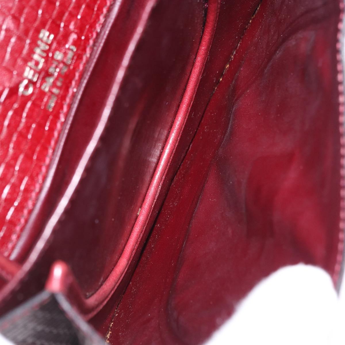 CELINE Shoulder Bag Leather Bordeaux Gold Tone Auth 201151A