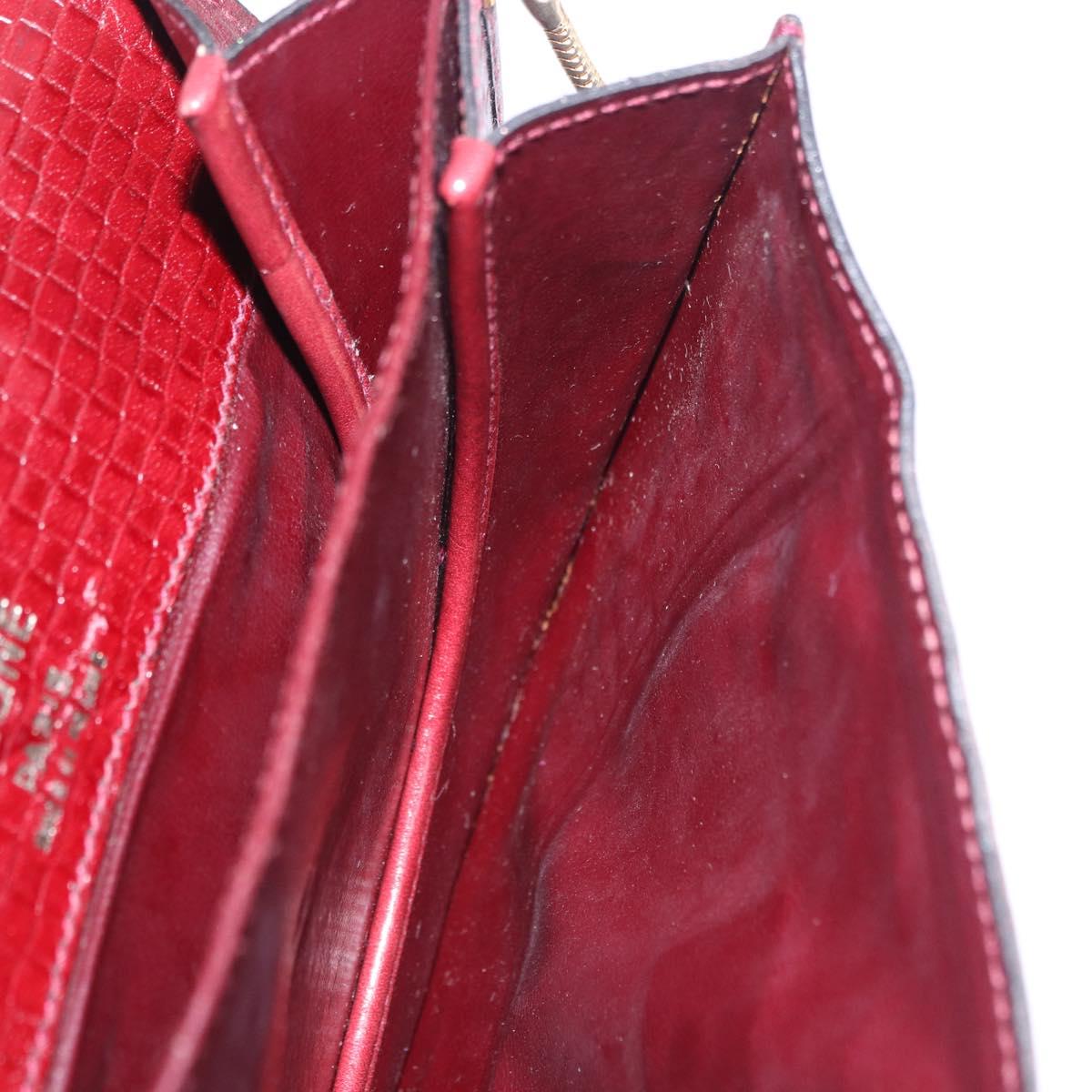 CELINE Shoulder Bag Leather Bordeaux Gold Tone Auth 201151A