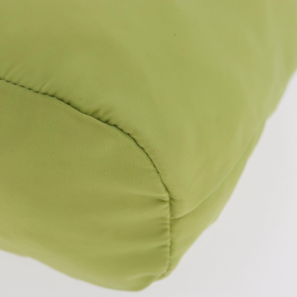 PRADA Purse Pouch Nylon LIme Green Silver Auth 201152A