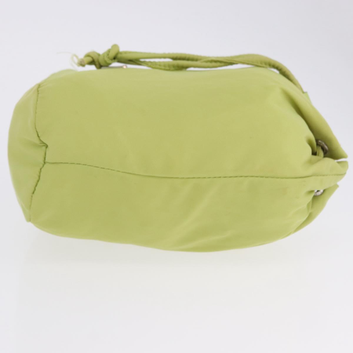 PRADA Purse Pouch Nylon LIme Green Silver Auth 201152A