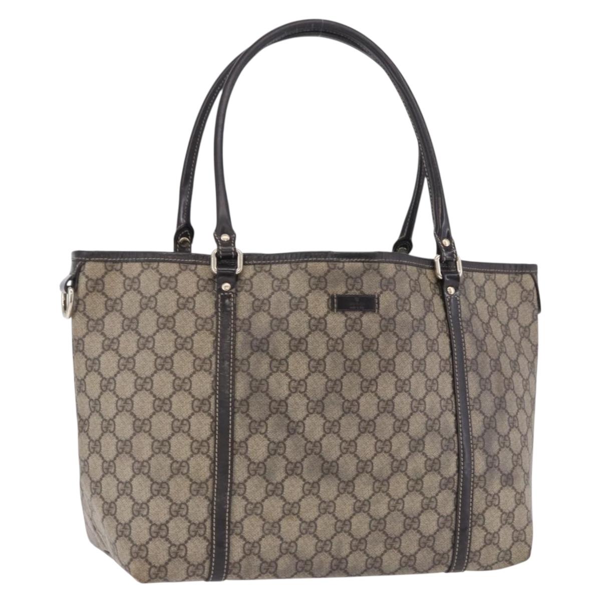 GUCCI GG Supreme Tote Bag PVC Beige Gold Tone 197953 Auth 201153