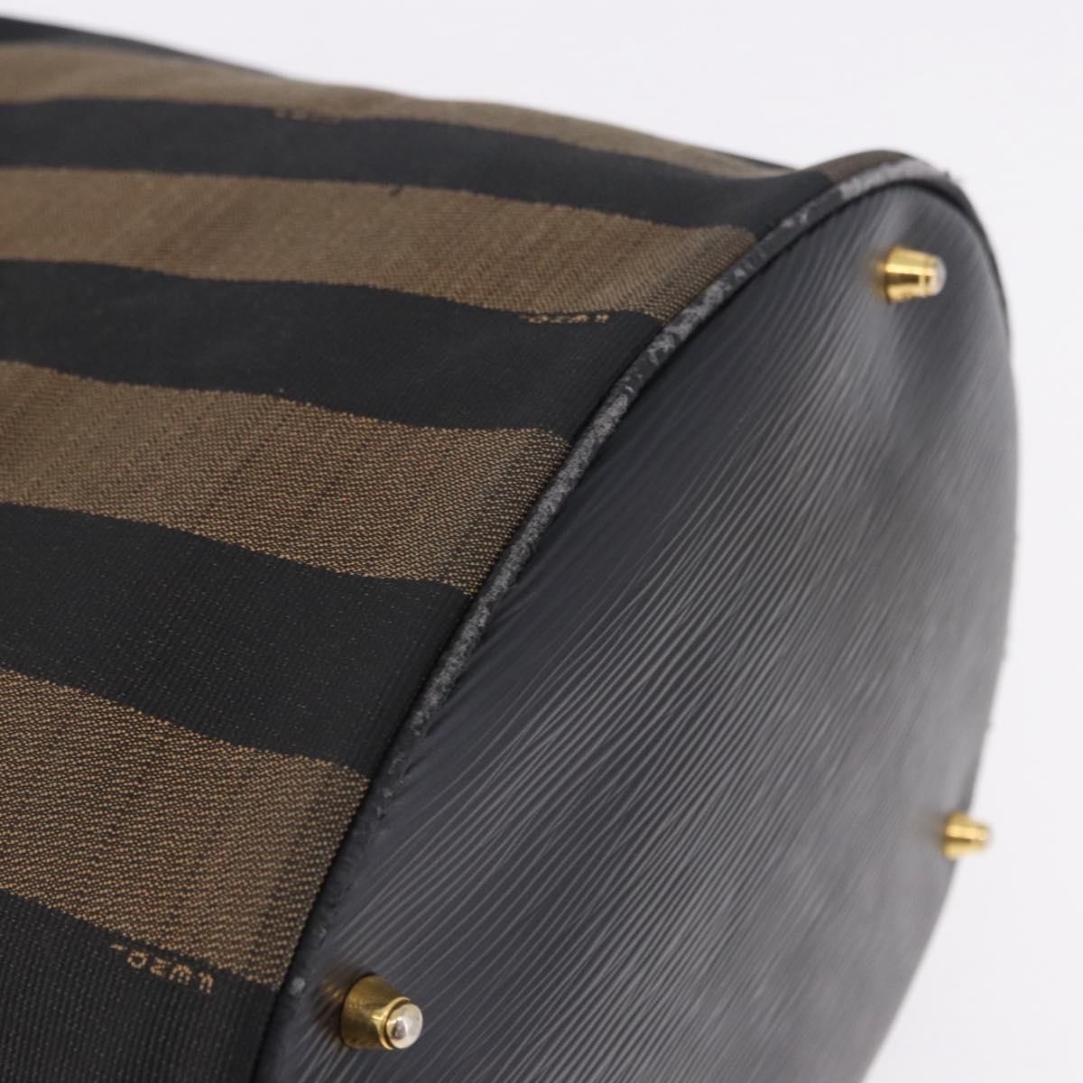 FENDI Pecan Canvas Tote Bag Brown Gold Tone Auth 201156