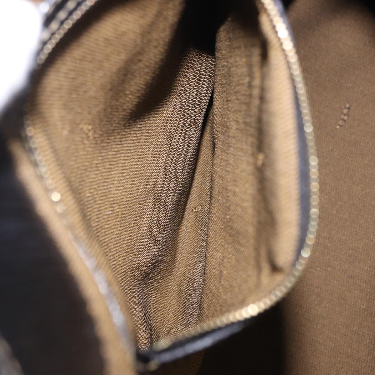 FENDI Pecan Canvas Tote Bag Brown Gold Tone Auth 201156