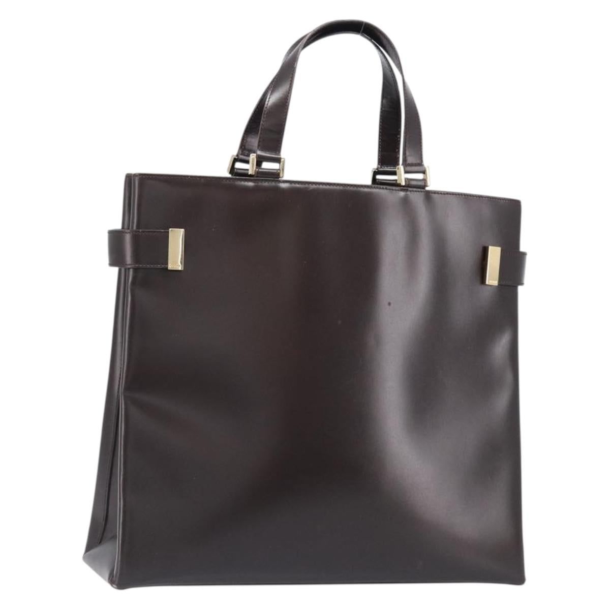 GUCCI Hand Bag Leather Brown Gold Tone 002 2046 0332 Auth 201157