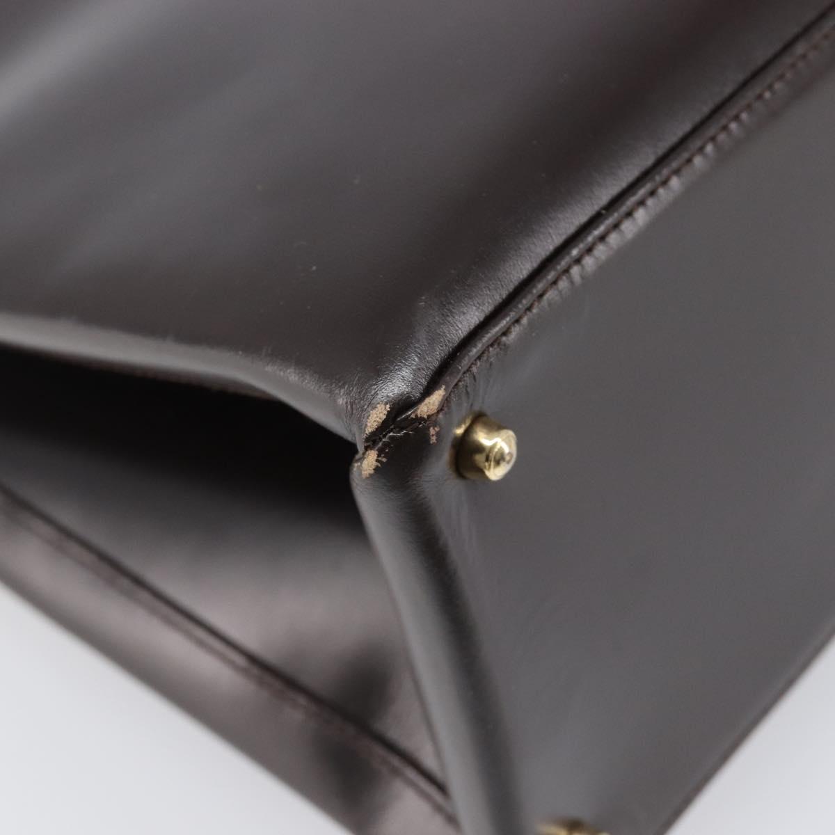 GUCCI Hand Bag Leather Brown Gold Tone 002 2046 0332 Auth 201157