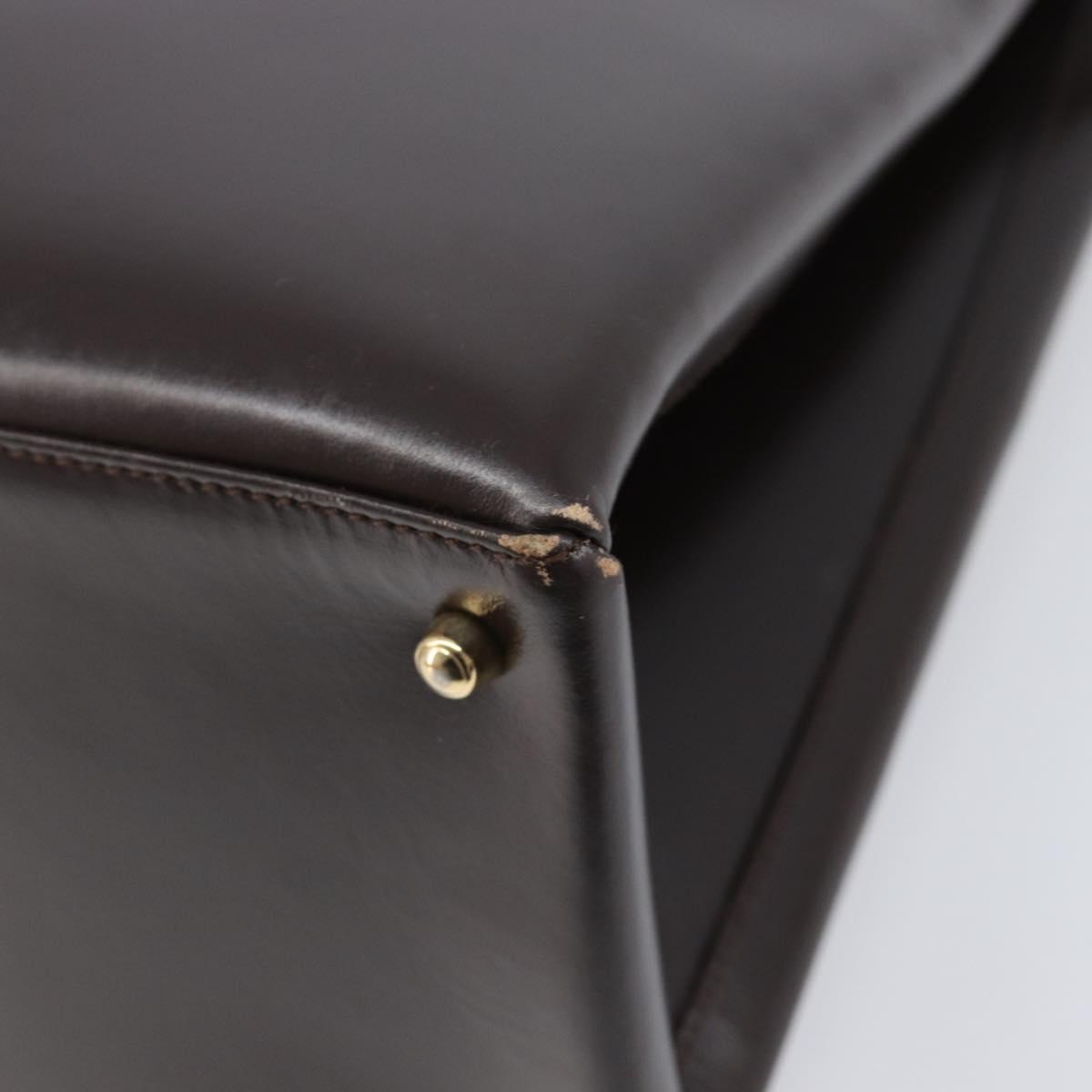 GUCCI Hand Bag Leather Brown Gold Tone 002 2046 0332 Auth 201157